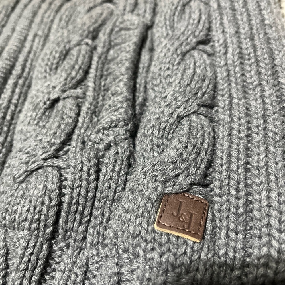 JANIE & JACK BOYS Size 3 GRAY Full ZIP Cotton Cable SWEATER Jacket Lined - Picture 4 of 12